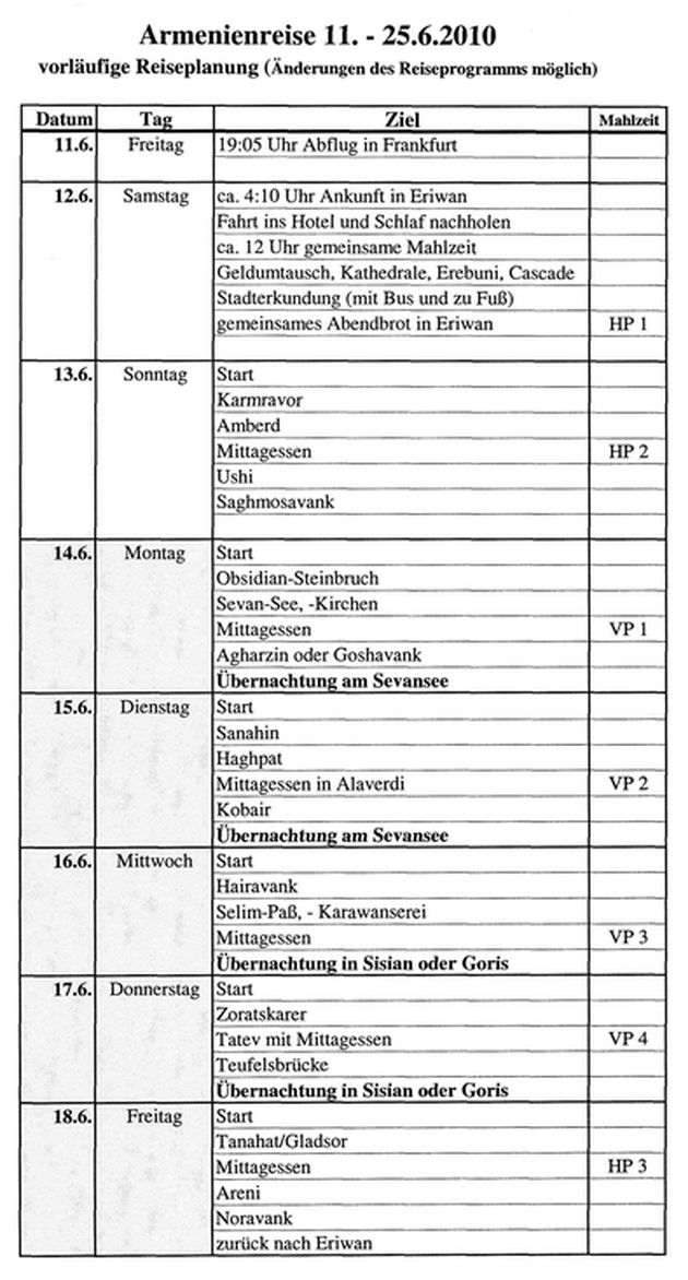 Reiseplanung tabellarisch 1